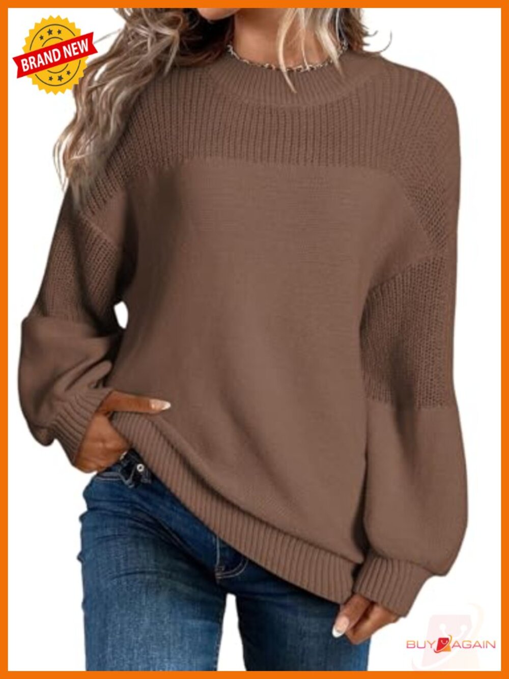 Oversized Long Sleeve Crewneck Pullover Sweater Loose Fit Knit